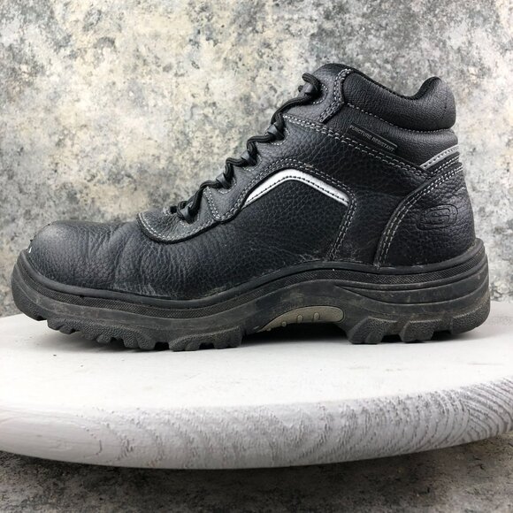 Skechers Men\'s Size 10.5 Burgin Sosder Black Leather Composite Work Boots FAIR